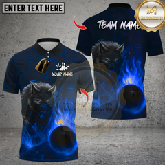 Maxcorners Flame Bowling And Savage Wolf Design Multioptions Personalized Name, Team Name Unisex 3D Shirts