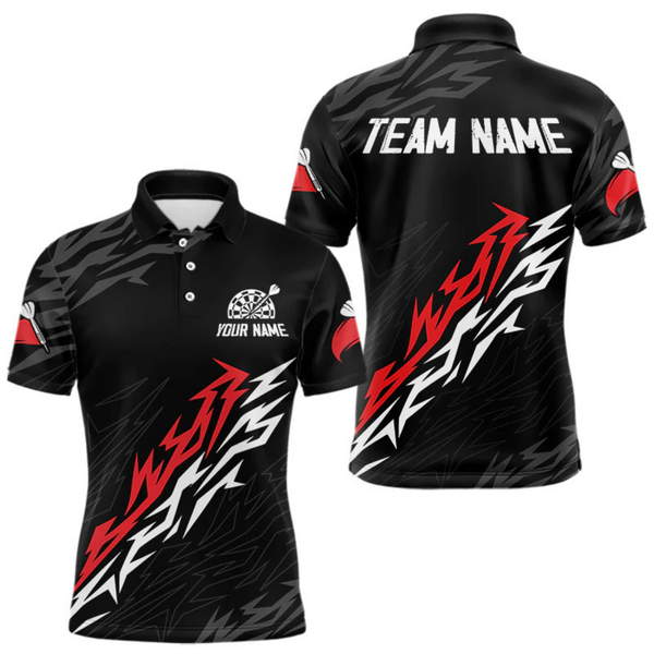 Maxcorners Men's Custom Dart Shirts With Red - White Streaks And Dartboard, Team Jerseys LM1605
