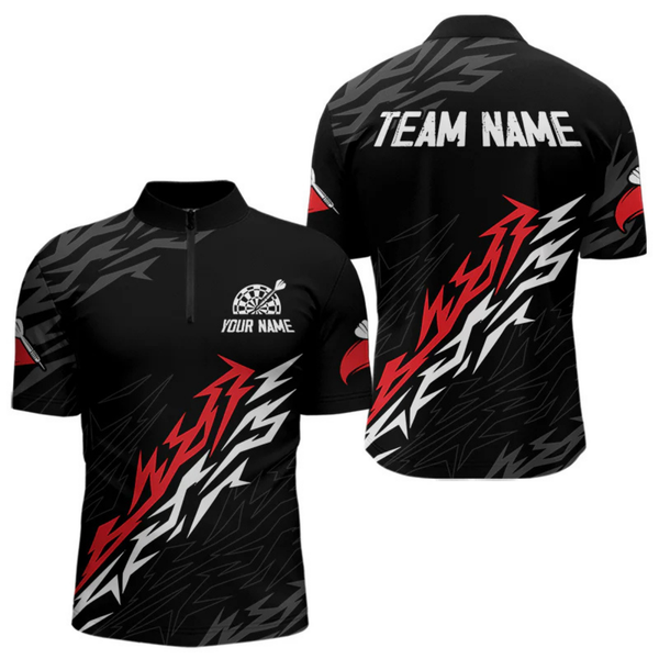 Maxcorners Men's Custom Dart Shirts With Red - White Streaks And Dartboard, Team Jerseys LM1605
