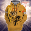 Maxcorners Personalized Name Honey Bee All Over Printed Unisex Shirt LM1304