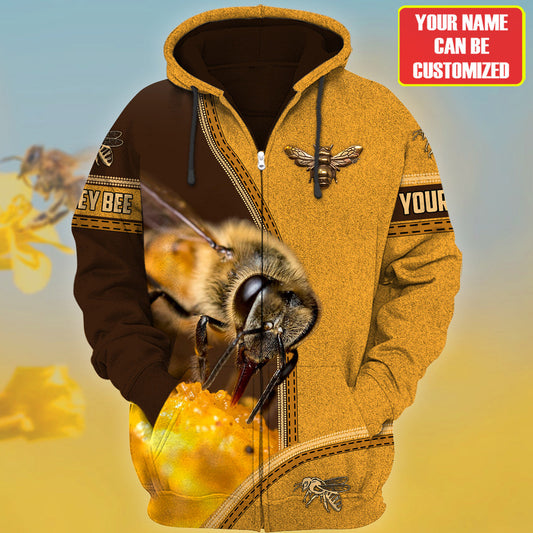 Maxcorners Personalized Name Honey Bee All Over Printed Unisex Shirt LM1304