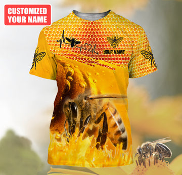Maxcorners Personalized Name Honey Bee All Over Printed Unisex Shirt LM1304