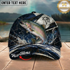 Maxcorners Fishing Black White Crack Texture Splash Personalized 3D Cap (12 Fish Species)
