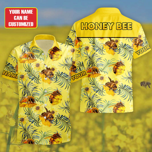 Maxcorners Personalized Honey Bee Tropical Hawaii Shirt Beach Short LM1304