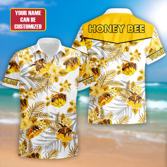 Maxcorners Personalized Honey Bee Tropical Hawaii Shirt Beach Short LM1304
