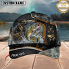 Maxcorners Fishing Skull Fisherman Honeycomb Gold Accent Personalized 3D Cap