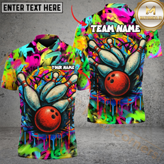 Maxcorners Bowling Graffiti Colorful Multicolor Customized Name, Team Name 3D Shirts