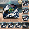 Maxcorners Fishing Patriotic Freedom Graphic Multi Options Personalized Name 3D Cap (11 Fish Species)
