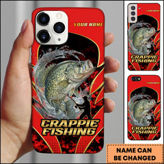 Maxcorner Crappie Fishing Jumping Water Fisherman Silhouette Personalized Name 3D Phone Case