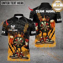 Maxcorners Darts King Crown Beer Personalized Name, Team Name Unisex 3D Shirts
