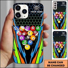 Maxcorners Billiards Colorful Pool Balls In Hexagon Pattern Design Personalized Name Phone Case