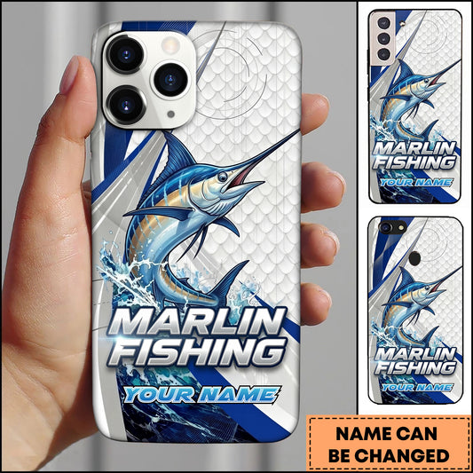 Maxcorners Marlin Fishing Phone Case Splash Art Fishing Phone Case Custom Name
