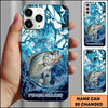 Maxcorners Fishing Phone Case Blue Water Splash Fish Art Personalized Name 3D Phone Case (10 Fish Species)