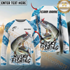 Maxcorners Fishing Blue Camo White Pattern Sport Custom Name & Team Name 3D Shirts