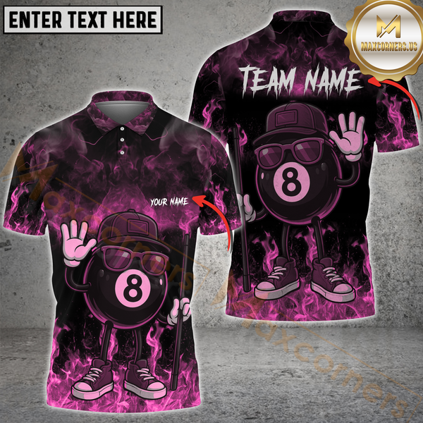 Maxcorners Billiard 8-Ball Cool Vibes Multicolor Personalized 3D Shirt, Urban Style Flame Smoke Shirts