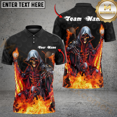 Maxcorners Golf Flaming Grim Reaper Multicolor Customized Name, Team Name 3D Shirts