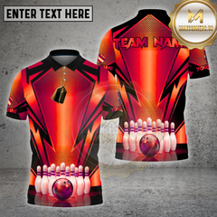 Maxcorners Bowling Shirt Gold Black Geometric Pattern Strike Design Multi Options Personalized Name, Team Name 3D Shirt