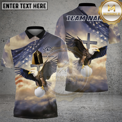 Maxcorners American Eagle Christian Golf Polo Shirt, Custom Name & Team Name 3D Shirts TU0808