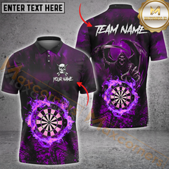 Maxcorners Skull Fire Flame Darts Jersey Multicolor Option Personalized Name, Team Name 3D Polo Shirt