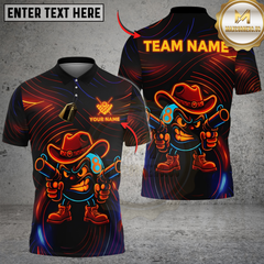 Maxcorners Billiards Ball 8 Neon Cowboy Customized Name, Team Name 3D Shirt (4 Colors)