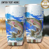 Maxcorners Fishing Tumbler Blue Watercolor Brush Design Personalized Name Tumbler (13 Species)