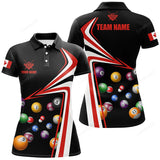 Maxcorners Personalized Canadian Flag Billiard Balls Polo Shirts For Women
