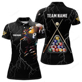 Maxcorners Personalized Name Thunder Billiard Ball 3D Polo Shirts For Women