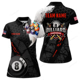 Maxcorners Personalized 3D Billiard Balls Black Polo Shirts For Women