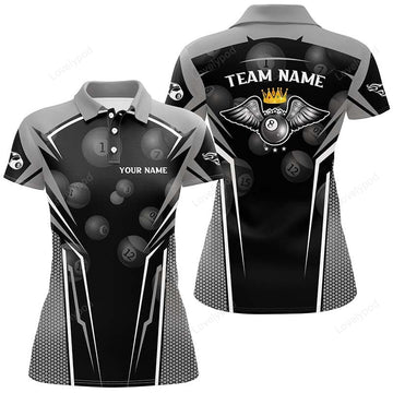 Maxcorners Personalized Name, Team Name 8 Ball Pool Women's Billiard Polo Shirts