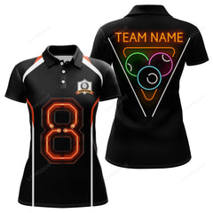 Maxcorners Customized 8 Ball Pool With Neon Light Billiard Polo Shirts For Women