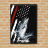 Maxcorners Salmon Fishing Power Jump Water Splash American Flag Design Personalized Name 3D Poster