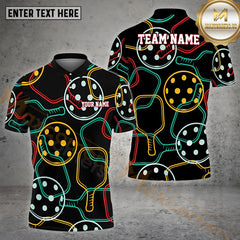 Maxcorners Pickleball Pattern Customized Name, Team Name 3D Shirt (4 colors)
