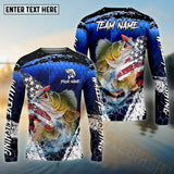 Maxcorners Walleye Fishing Dark Blue Scratch American Flag Custom Name & Team Name 3D Shirts