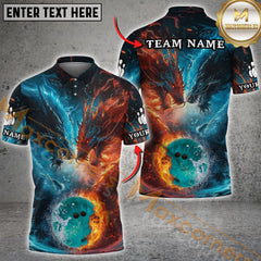 Maxcorners Bowling Water Dragon & Fire Dragon Jersey Customized Name, Team Name 3D Polo Shirt