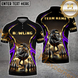 Maxcorner Bowling Ball & Pins Premium Golden Multicolor Option Customized Name 3D Shirt (6 Colors)