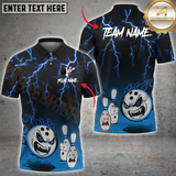 Maxcorners Bowling Funny Lightning Strike Multicolor Customized Name, Team Name 3D Shirts