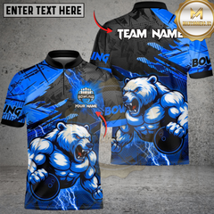 Maxcorners Bowling Angry Bear Multicolor Customized Name, Team Name 3D Shirt