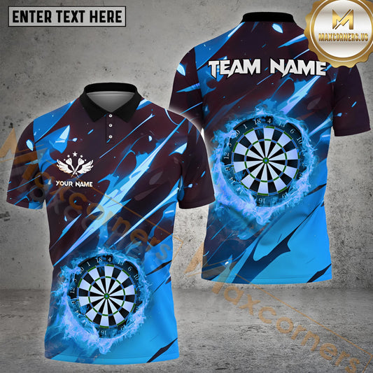 Maxcorners Darts Custom Fire Effect Design, Breathable Sport Shirt Name & Team Multicolor Option Customized Name, Team Name 3D Shirt (4 Colors)