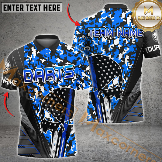 Maxcorners Tactical Camo with Skull & Darts Jersey Multicolor Options Personalized Name, Team Name 3D Shirt (4 Colors)