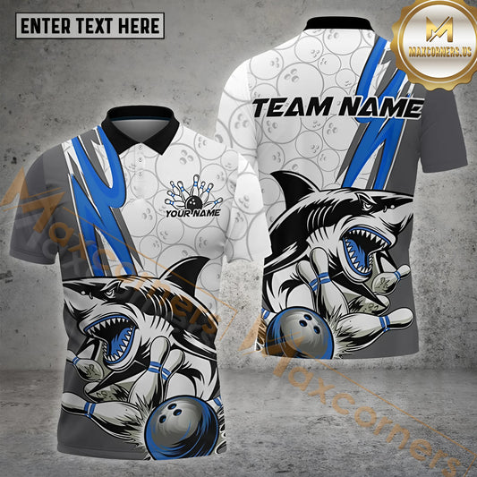 Maxcorners Shark Bowling Ball Pattern Multicolor Options Personalized Name, Team Name 3D Shirt (4 Colors)