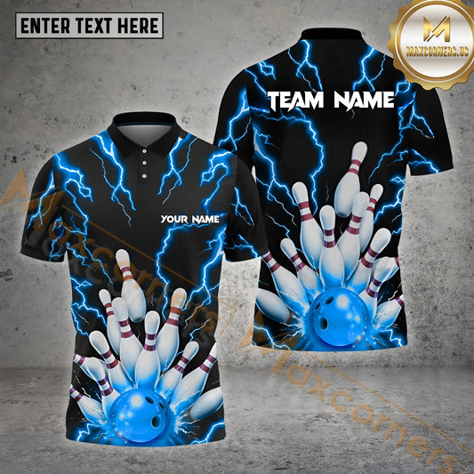 Maxcorners Thunder Pattern Bowling Jersey Multicolor Options Personalized Name, Team Name 3D Shirt (4 Colors)