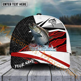 Maxcorners Striped Bass FishingRed White Pattern Sport Pattern Personalized Name 3D Cap MT173