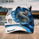 Maxcorners Catfish Fishing White Blue Lava Sport American Flag Pattern Sport Pattern Personalized Name 3D Cap MT173