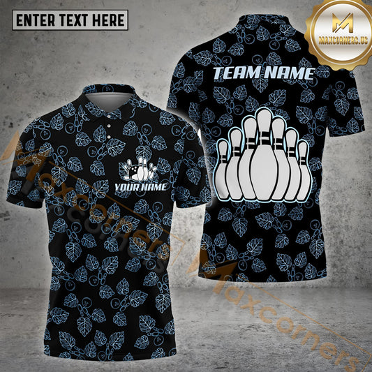 Maxcorners Tropical Inspired Bowling Sport Jersey Pattern  Multicolor Options Personalized Name, Team Name 3D Shirt (4 Colors)