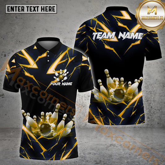Maxcorners Thunder Bowling Sport Jersey Pattern  Multicolor Options Personalized Name, Team Name 3D Shirt (4 Colors)