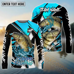 Maxcorners Crappie Fishing Black Blue Scratch Pattern Sport Custom Name & Team Name 3D Shirts