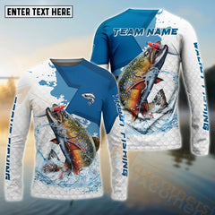 Maxcorners Trout Fishing White Fin Blue Paint Pattern Sport Custom Name & Team Name 3D Shirts