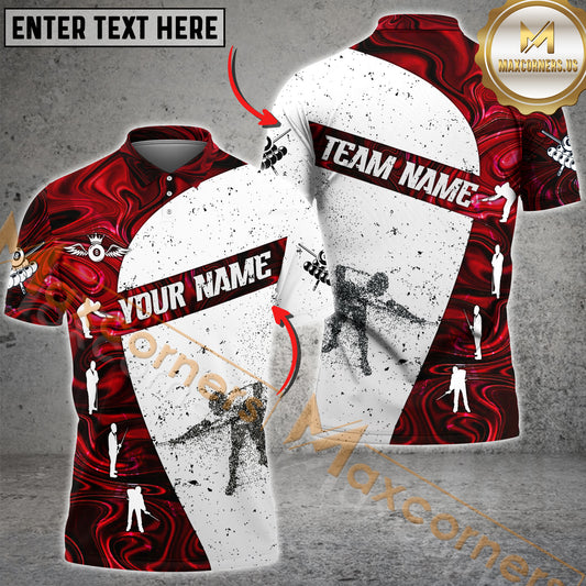 Maxcorners Billiard Playing White Pattern Multicolor Options Personalized Name, Team Name 3D Shirt (4 Colors)