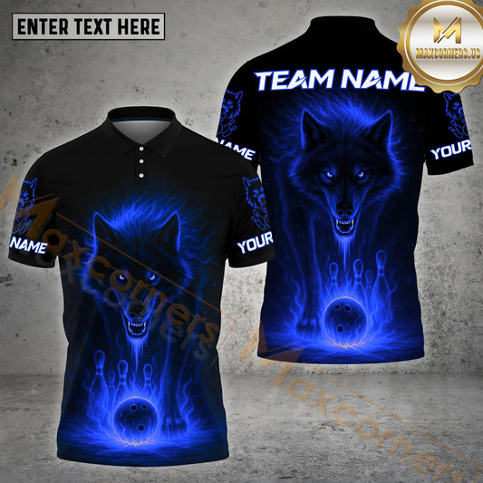 Maxcorners Bowling Black Wolf Firestorm Multicolor Options Personalized Name, Team Name 3D Shirt (4 Colors