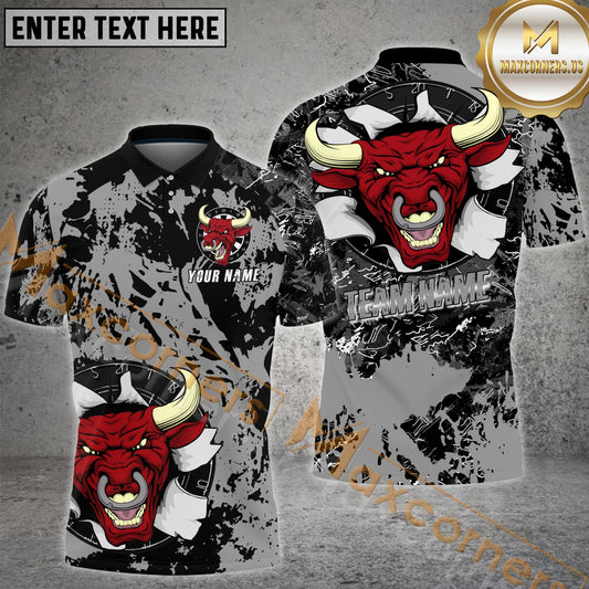 Maxcorners Darts Shirt Red Bull Rage Splash Multicolor Options Personalized Name, Team Name 3D Shirt (4 Colors)